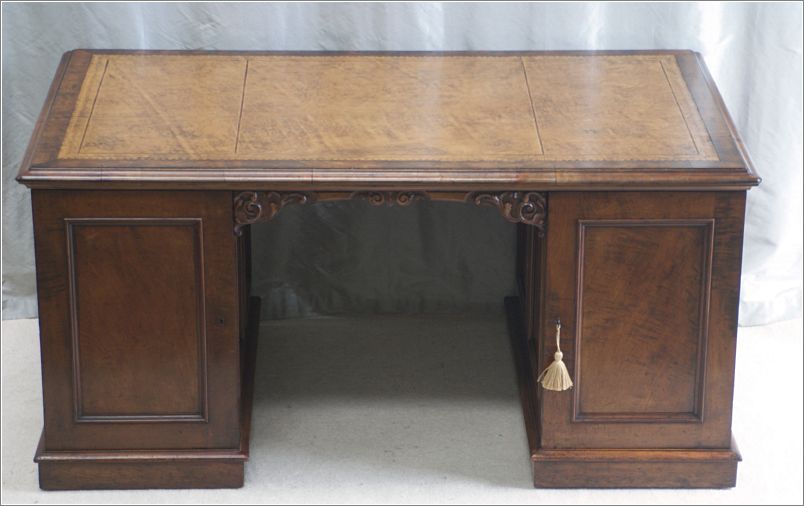 1020 Antique Victorian Mahogany Partners Desk Rear